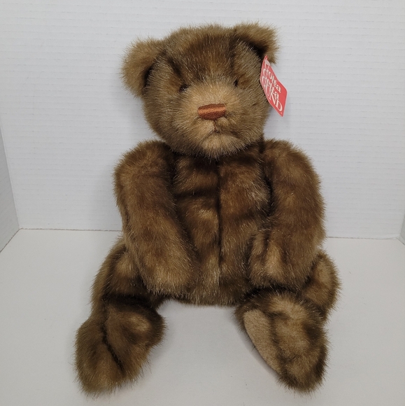 Vintage Gund Teddy Bear MINKY Plush Brown Faux Mink Stuffed Animal 14 inches - Picture 1 of 9